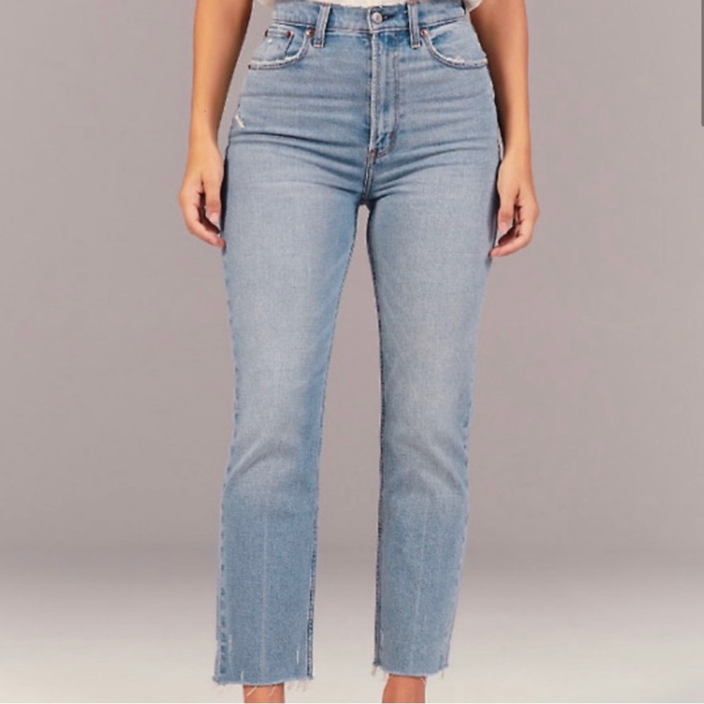 Abercrombie & Fitch Curve Love Ultra High Rise Ankle Straight Jeans